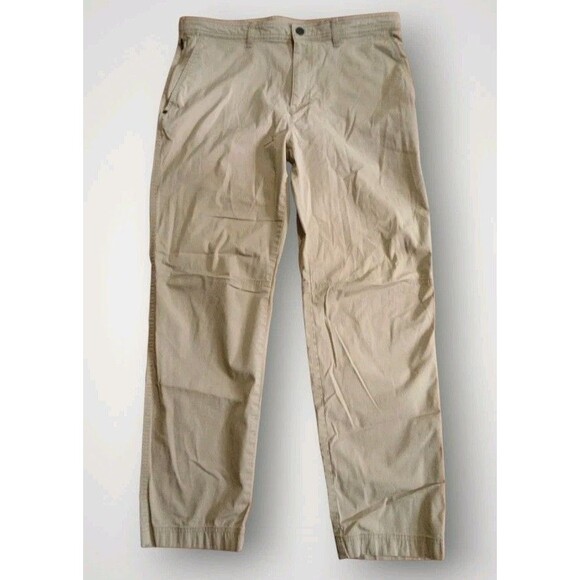 Solaris Mens Pants 36x32 Tan Flat Front Stretch Lightweight Active Casual Chinos - Picture 1 of 6